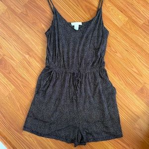 Short Romper, black and small white polka dot, size XS